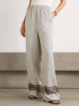 Retro Geometric Print Satin Wide-leg Pants