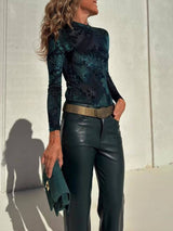 Unique Ethnic Print Fitted Stretch Top