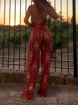 Retro Bohemian Print Tassel Jumpsuit