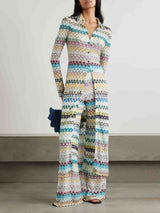 Elegant Wavy Crocheted Wide-Leg Pants