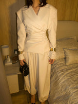 Elegant High-Waisted Wide-Leg Tailored Pants