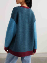 Casual Contrast Pattern Cardigan Jacket