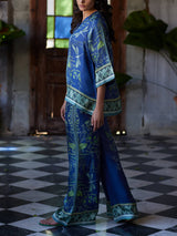 Ocean Elegance Botanical Print Loose Shirt