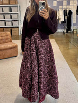 Classic Jacquard Print Ruched Maxi Skirt