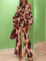 Unique Tie-Dye Print High-Waisted Loose Straight-Leg Pants