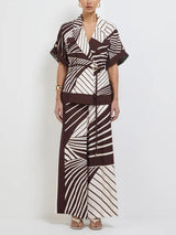 Chic Abstract Stripe Wide-Leg Pants