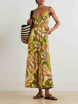 Exquisite Casual Palm Leaf Print Jumpsuit