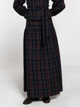 Retro Plaid Print Tie-belt Shirt