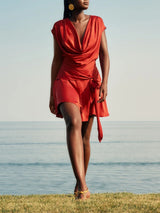 Exquisite Satin Pleated Short Jumpsuit