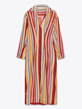 Unique Striped Print Shirt-Style Midi Dress