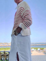 Retro Cream And Red Striped Lobster Sweater