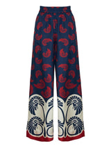 Unique Printed Patchwork Elastic Waist Wide-Leg Pants
