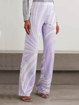 Unique Printed Satin Wide-Leg Pants