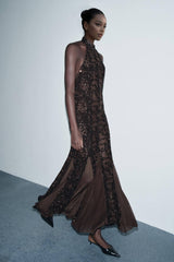 Elegant Fashion Off-Shoulder Sequin Strappy Maxi Dress