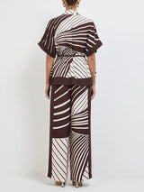 Chic Abstract Stripe Wide-Leg Pants