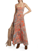 Exquisite Paisley Print Pleated Chiffon Tank Top