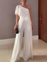 Elegant One-shoulder Ruffled Jumpsuit