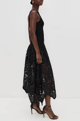 Exquisite Lace Crochet Backless Party Wear Midi Dress