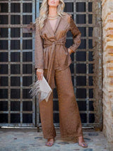 Elegant Satin Jacquard Tie Shirt