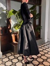 Elegant High-neck Velvet Patchwork Midi Dress