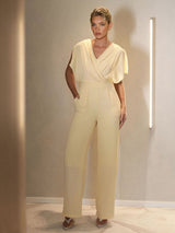 Elegant Draped Cross V-Neck Jumpsuit