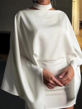 Elegant Backless Cape Mini Dress