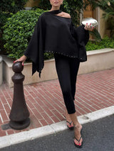 Elegant Asymmetrical Off-Shoulder Loose Top