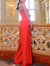 Elegant Sweetheart Neck Slit Jumpsuit