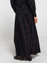 Retro Plaid Print Maxi Skirt