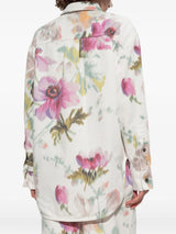Elegant Androgynous Floral Print Button-down Jacket
