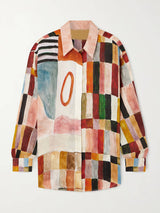 Retro Floral Print Loose Linen Button-Up Shirt