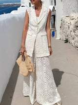 Boho Grace Crochet Lace Flare Pants