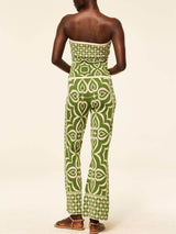 Spring-Inspired Tile Print Slim-Fit Stretch Knit Jacquard Pants