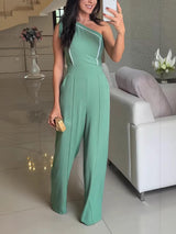 Elegant Off-Shoulder Tie-Up Slim Fit Straight Jumpsuit