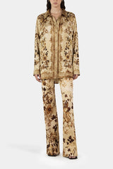 Unique Modern Floral Print Loose-Fitting Button-Down Shirt