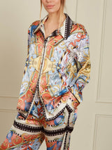 Unique Sunshine Print Collared Button-Up Loose Shirt