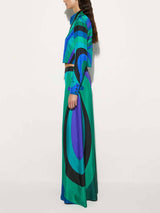 Unique Rainbow Print High-Waisted Wide-Leg Pants