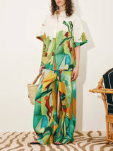 Unique Modern Linen Abstract Print Button-Down Shirt