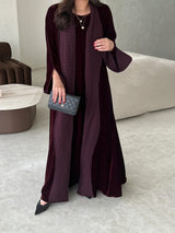 Elegant Burgundy Printed Velvet Robe Cardigan