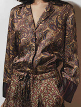Retro Paisley Print Lapel Shirt