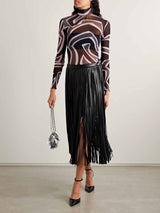 Retro Geometric Abstract Print Top Two-piece Set