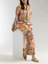 Boho-Inspired Ethnic Print Oversized Midi Shirt