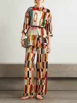 Retro Floral Print Loose Linen Button-Up Shirt