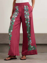 Exquisite Retro Satin Print Batwing Sleeve Shirt