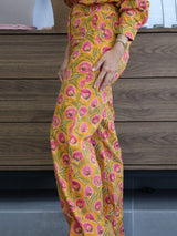 Unique Floral Print Mustard Shirt