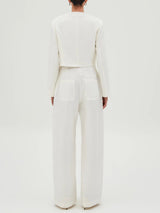 Elegant High-Waisted Wide-Leg Trousers With Patch Pockets