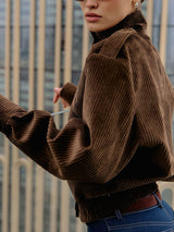 Chic Casual Biker-Style Corduroy Jacket