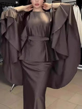 Fashionable Round Neck Irregular Batwing Sleeve Top