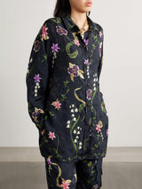 Elegant Floral Print Satin Straight-Leg Pants