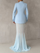 Elegant Mesh Sheer Fishtail Maxi Skirt